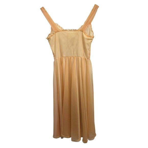 Vintage 1950s Gotham Gold Stripe Peach Nylon & Lace Full Slip‎ Dress 34 - Picture 3 of 8